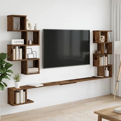 Produktbild von Möbel Wandmontiertes TV-Regal Altholz 180 x 15 x 94 cm Holzwerkstoff - Wandregale CC1754