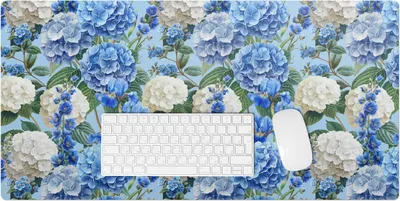 Produktbild von Blumenhortensienmuster – Schreibtischunterlage – Rutschfeste Tischunterlage – Schreibtischmatte für Büro & Zuhause – Schreibunterlage – Mauspad – Tischmatte – 90 x 45 cm