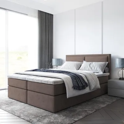 Produktbild von Bett Boxspringbett BRUNERO ,OHNE TOPPER ,mit Bettkästen - Doppelbett, Stauraum, Schlafzimmer, Polsterbett, Bettgestell (180x200, Braun - ITAKA 20)