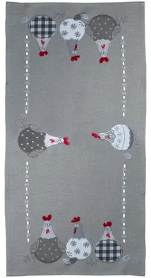 Immagine prodotto di Runner da tavolo TAMI grigio con ricamo e applicazioni di polli 40 x 85 cm