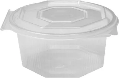 Produktbild von 250x Achteckbecher klar mit angehängtem Deckel  500 ml (PP)