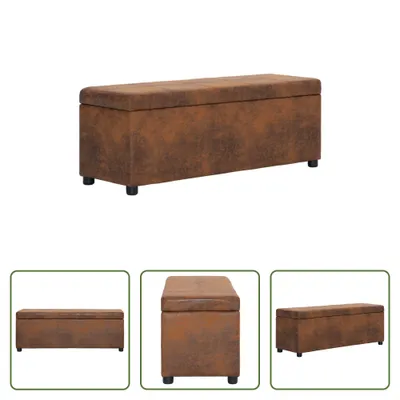 Produktbild von The Living Store Bank mit Staufach 116 cm Braun Wildleder-Optik