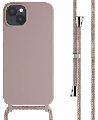 Imagen del producto de Funda de Silicona con Cuerda para Apple iPhone 15 Plus - Sand Pink