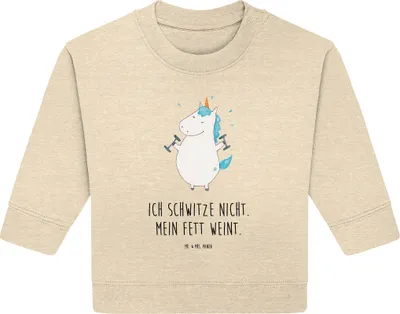 Produktbild von Mr. & Mrs. Panda Organic Baby Pullover Einhorn Fitness 12. - 18. Monat - Natural Raw - Geschenk, Gym, Einhörner, Fitnessstudio, Bullover, Pumpen, Unicorn, Sport
