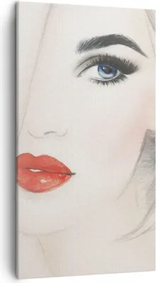 Produktbild von Bild auf Leinwand - Leinwandbild - Frau Gesicht Lippen - 45x80cm - Wand Bild - Wanddeko - Wandbilder - Leinwanddruck - Bilder - Kunstdruck - Wanddekoration - Leinwand bilder - Wandkunst - PA45x80-3860