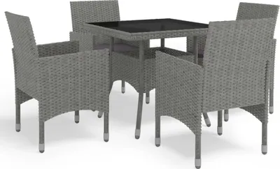 Obrázok produktu pre Maison Exclusive – 5-dielna záhradná jedálenská súprava zo sivého polyrotangu a skla
