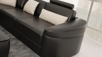Produktbild von Leder Modern Couch Wohnlandschaft Ledersofa Sofagarnitur Möbel Sofa U-Form Neu
