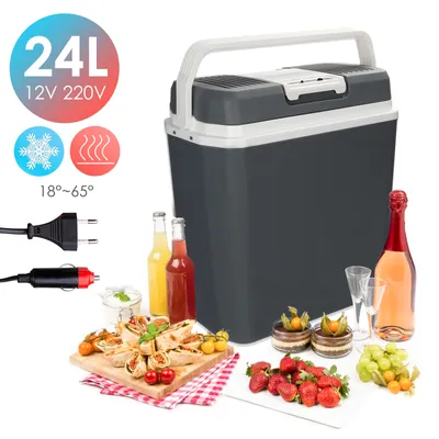Image de Clanmacy Glacière électrique 24L Mini-réfrigérateur 230 V et 12 V pour voiture Camping refroidit & réchauffe avec mode ECO Sac isotherme, sac isotherme, glacières électriques