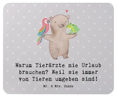 Produktbild von Mr. & Mrs. Panda Mouse Pad Tierarzt Freude - Grau Pastell - Geschenk, Mauspad, personalisierte Geschenke, mausteppich, Mousepad, mit Herz, laptop, Veterinär Spruch, Beruf