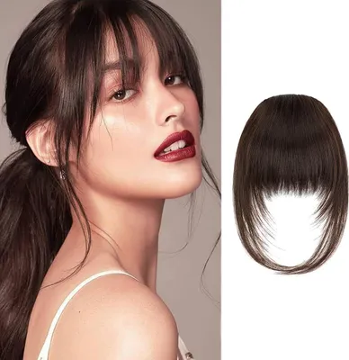 Produktbild von Clip in Bangs Clip in Pony Clip in Fransen Echthaarverlängerungen mit Schläfen Remy Fringe Haarteil Echthaar in Bangs Fringe Extensions Natürliche Bangs für Frauen