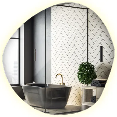 Produktbild von Beleuchtet LED Unregelmäßige Spiegel - Niere Ovale – Boho-Loft-Stil - LED- Farbe Neutral (4000K) - 68 cm x 67 cm