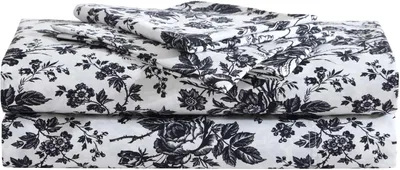 Productafbeelding van Johnson - Volledige lakens, zacht en lichtgewicht beddengoed, vervagings- en kreukbestendig (Betseys Toile Black, Full)