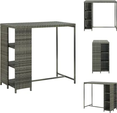 Obrázok produktu pre vidaXL Barový stôl s policou sivý 120x60x110 cm polyratan - Jedálenské stoly