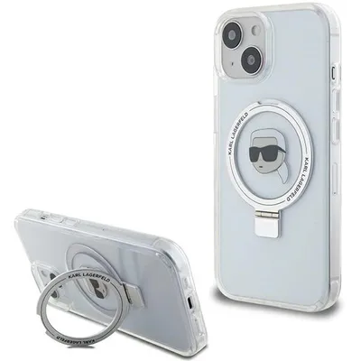 Zdjęcie produktu dla Etui Karl Lagerfeld Ring Stand Karl Head do iPhone 15 6.1" biały