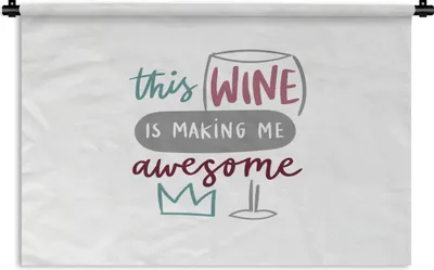 Produktbild von MuchoWow® Wandteppich Wandbehang Zitat "Dieser Wein macht mich geil" auf weißem Hintergrund 60x40 cm Tapisserie Dekoration Wandtuch - Wanddekorationen