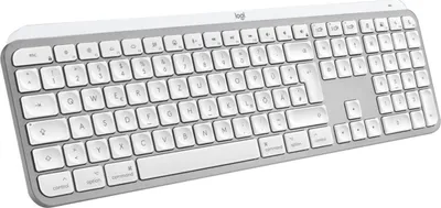 Produktbild von Logitech MX Keys S for Mac, Kabellos, RF Wireless + Bluetooth, Scherenschalter, QWERTZ, LED, Aluminium, Weiß