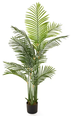 Image de Plantes artificielles, aspect naturel, grandes plantes artificielles, palmier artificiel en pot, palmier artificiel en plastique pour l'extérieur, maison, jardin, décoration de bureau, 1 pièce, 160 cm, vert