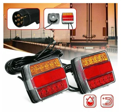 Productafbeelding van LED-achterlichtset 12V met magneet en bekabeling, 5 functies, geschikt voor aanhangwagens, autotransporters, platforms en voertuigen