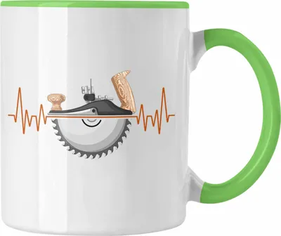 Produktbild von Trendation - Tischler Herzschlag Tasse Geschenk für Holzarbeiter Hobby Geschenkidee (Grün)