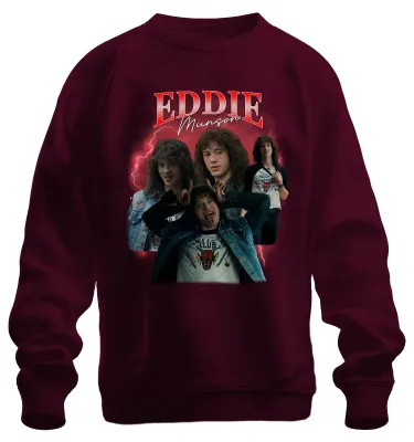 Produktbild von Eddie Munson Hellfire Club Stranger Metal Geschenk Vintage Sweatshirt Pullover, Burgundy, L