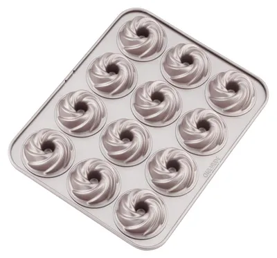 Immagine prodotto di Stampo per donute con 12 cavità, rivestimento antiaderente, color champagne