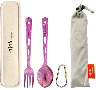 Productafbeelding van Titanium Spork Set 2-delig Lichtgewicht voor Outdoor en Camping