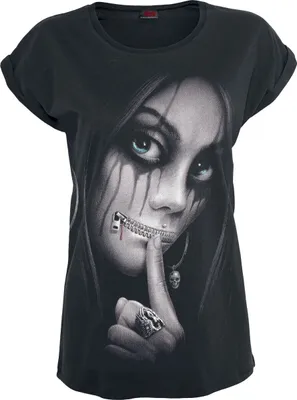 Produktbild von Spiral T-Shirt Damen Zipped schwarz Rockwear 100% Baumwolle S