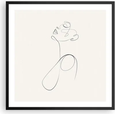 Produktbild von Gerahmtes Poster - Schwarzer Rahmen - Linie Linie Frau - 60x60 cm - Wand Bild - Wanddeko - Wandbilder - Kunstposter - Wandposter - Bilderrahmen - Bilder - Kunstdruck - Wanddekoration - P2BAC60x60-5112