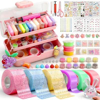 Immagine prodotto di Set di 6 rotoli di nastro adesivo "Nano Tape", kit per bambini per attività creative, con paillettes, glitter, adesivi e nastro biadesivo. Giocattolo adatto ai bambini dai 3 anni in su