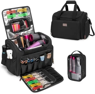 Produktbild von Friseurtasche Werkzeugtasche, Friseurkoffer für Friseur Zubehör | Friseurbedarf Aufbewahrung Tasche, Friseur Werkzeugtasche, Barber Tasche für Friseur Set, Schwarz