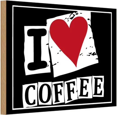 Produktbild von vianmo Holzschild 20x30 cm Kaffee I love Coffee Herz Essen Trinken