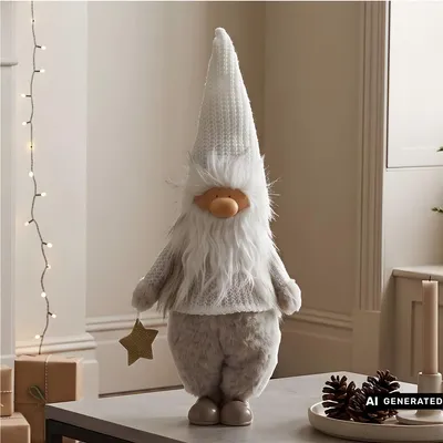 Produktbild von Weihnachtsmann Figur "Stern" Weihnachtsdeko 50 cm groß, Santa Claus in beige, Weihnachten Deko
