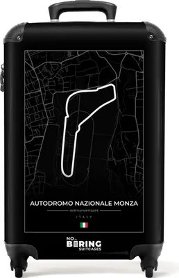 Produktbild von NoBoringSuitcases.com® Koffer Handgepäck Trolley Rollkoffer Kleine Reisekoffer mit 4 Rollen - Rennstrecke - Formel 1 - Autodromo Nazionale Monza - Rennsport - Schwarz und weiß - Cabin Size < 55x40x23 cm & 55x40x20 cm - Fotokoffer - Kabinenkoffer - BoardgepäckHandgepäck Koffer 55x35x20 cm, 36L,