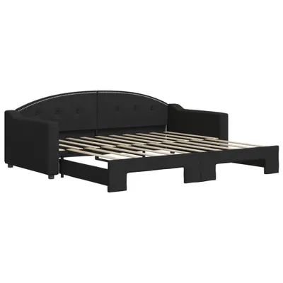 Image de vidaXL Lit de jour extensible Noir 90x190 cm Tissu