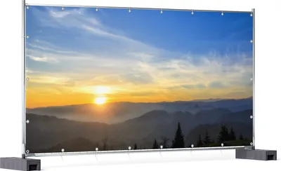 Produktbild von Wallario XXL Outdoor-Poster für Garten oder Balkon, Motiv Sonnenaufgang über dem Schwarzwald, in ca. 340 x 173 cm