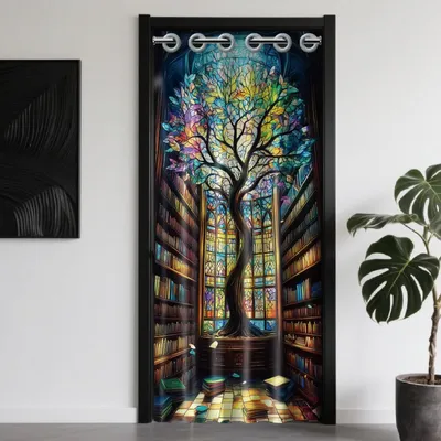 Zdjęcie produktu dla Zasłona okienna, wzór "Glasbaum", 198 x 99 cm, składana, do drzwi