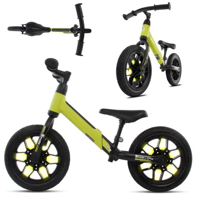 Produktbild von Sun Baby Spark Laufrad ab 2 Jahre bis zu 30 kg 12 Zoll Räder Lenkrad und Sattel höhenverstellbar LED-Räder grün