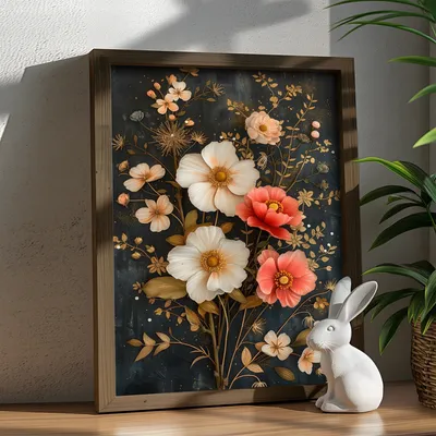 Produktbild von Wallity, AI139, Dekoratives gerahmtes MDF-Gemälde, Mehrfarbig, 100 % MDF, 35 x 47 x 3,5 cm
