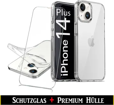 Produktbild von Für iPhone 14 Plus ( 6.7" ) Transparent Silikon Handy Schutz Hülle + 9H Panzerglas HD Schutzglas