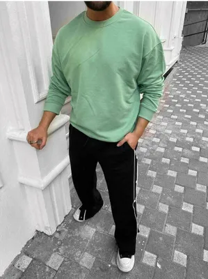 Produktbild von Megaman Jeans Oversize Pullover Herren Sweatshirt Rundhals Langarmshirt Basic Sweatjacke S Olivgrün