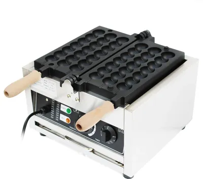 Produktbild von Bubble-Waffeleisen - Gewerblich elektrisch - 1500 W - Antihaft - 180° drehbar - Temperatur 50–300°C - 220 V - Schwarz/Silber