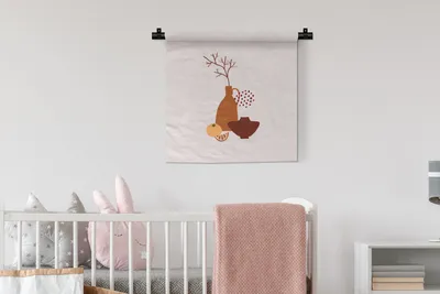 Produktbild von MuchoWow® Wandteppich Wandbehang Vasen - Obst - Design 60x60 cm Tapisserie Dekoration Wandtuch - Dekorationen - Wand Decke
