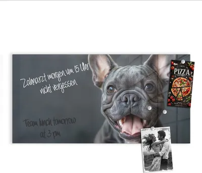 Produktbild von Magnettafel 100x50cm Pinnwand Whiteboard beschreibbar - Lachender Hund