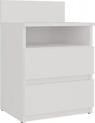 Obrázek produktu pro Moderní noční stolek se 2 zásuvkami – MALWA M1 | Barva: matná bílá | Rozměry: 40 x 32 x 59 cm