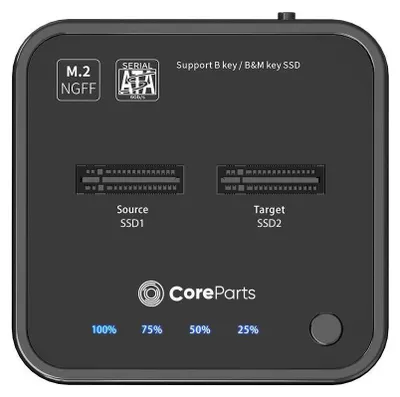 Produktbild von CoreParts MS-CLONER-SATA, SSD, SATA, M.2, USB 3.2 Gen 2 (3.1 Gen 2) Type-C, Schwarz, Kunststoff