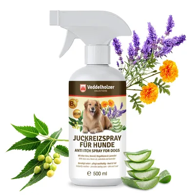 Produktbild von Veddelholzer 500 ml Juckreizspray für Hunde Beruhigendes Pflegespray bei Juckreiz & Hautirritationen Mit Mikro-Silber, Aloe Vera & Ringelblume