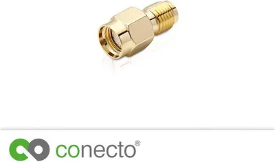 Produktbild von conecto SMA-Adapter, SMA-Kupplung, RP-SMA-Stecker ohne Pin auf SMA-Buchse ohne Pin, Adapter zum verbinden von SMA-Anschlüssen, vergoldet