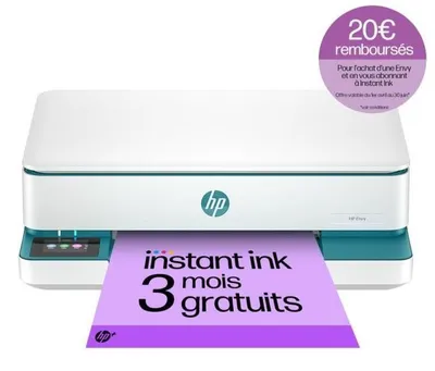 Produktbild von HP ENVY 6122e Wireless All-in-One Farbe Drucker, Instant Ink; Fotodruck, Thermal Inkjet, Farbdruck, 4800 x 1200 DPI, Farbkopieren, A4, Weiß