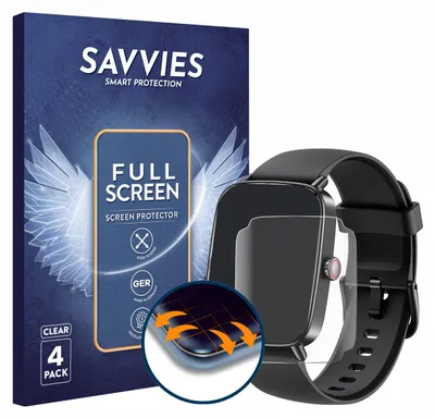 Produktbild von 4x Savvies Fullscreen Schutzfolie für Gydom IDW28 1.85" Displayschutz Folie Fullcover Klar Transparent