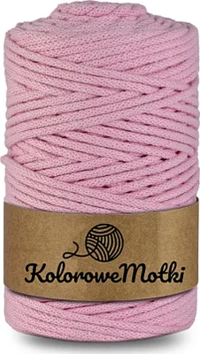 Zdjęcie produktu dla KoloroweMotki | Sznurek bawełniany z rdzeniem 100m 3mm Różowy | Idealny do rękodzieła, makramy, na torebki, dywany, prac artystycznych